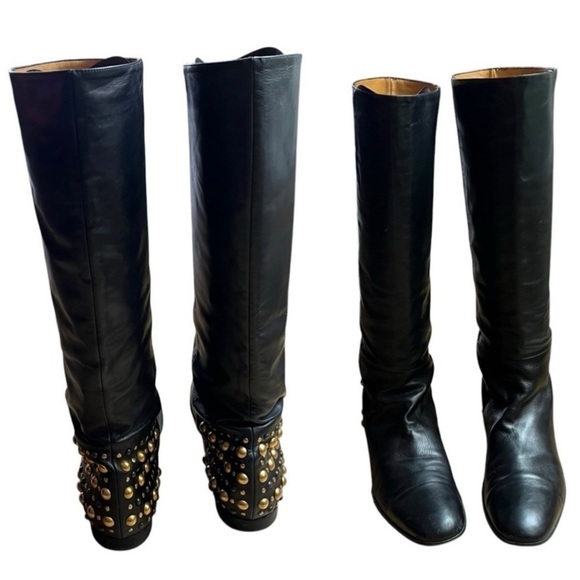 GUCCI Babouska Studded Knee High Tall Leather Boots - Picture 5 of 16